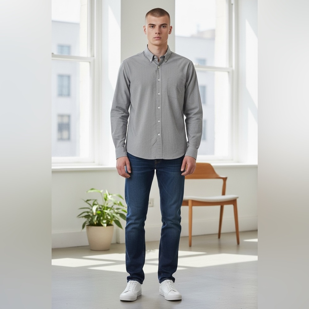 Banana Republic Men's Charcoal Button-Down Shirt medium nwt